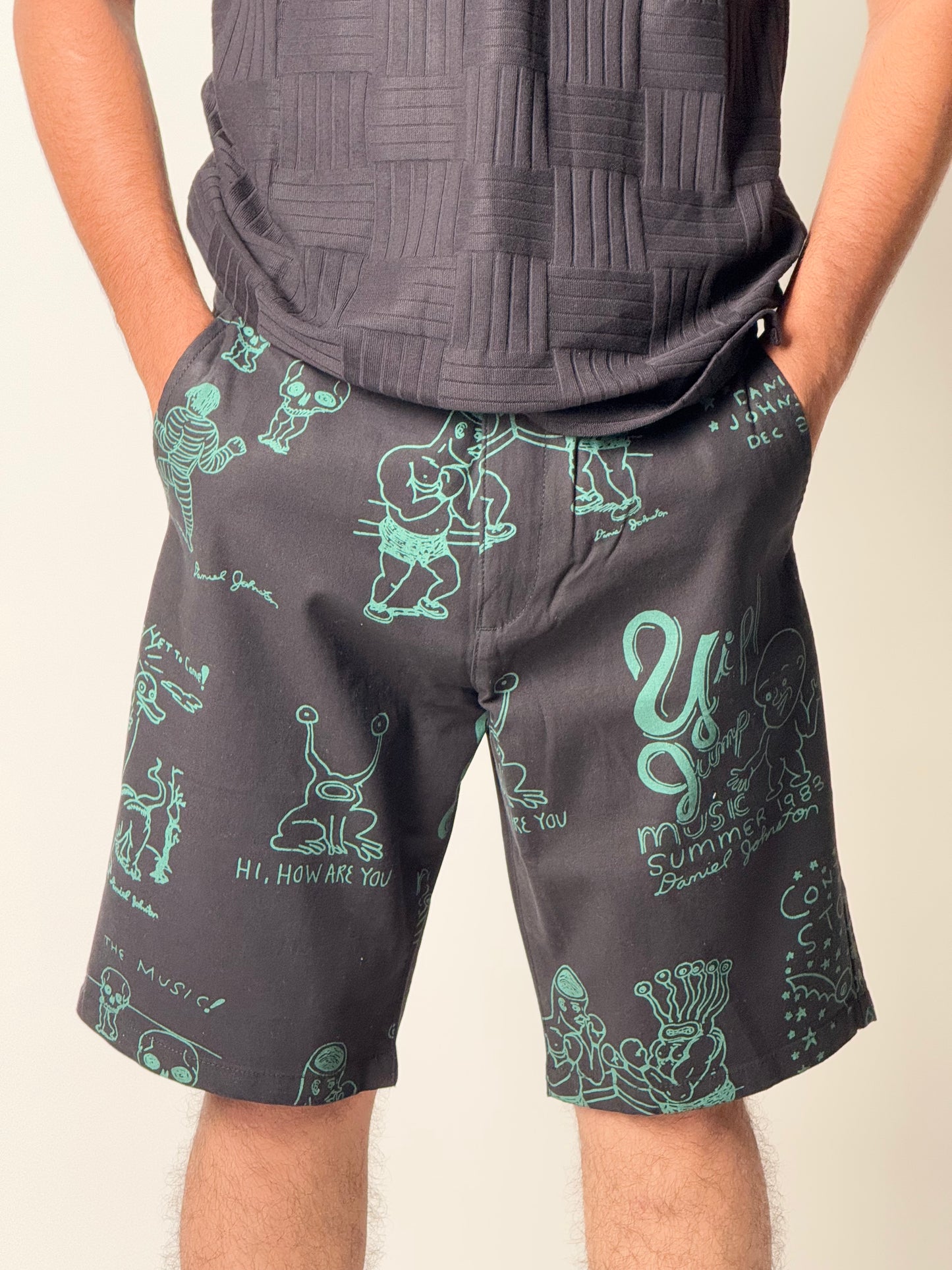 Cotton Shorts - Printed Black