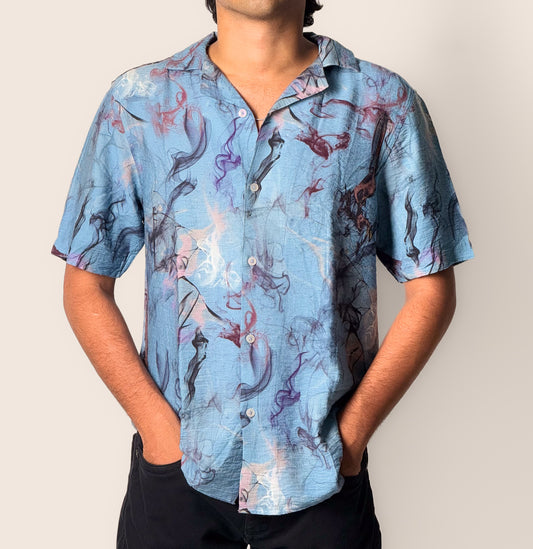 Printed Casual Shirt - Half Sleeve - Blue