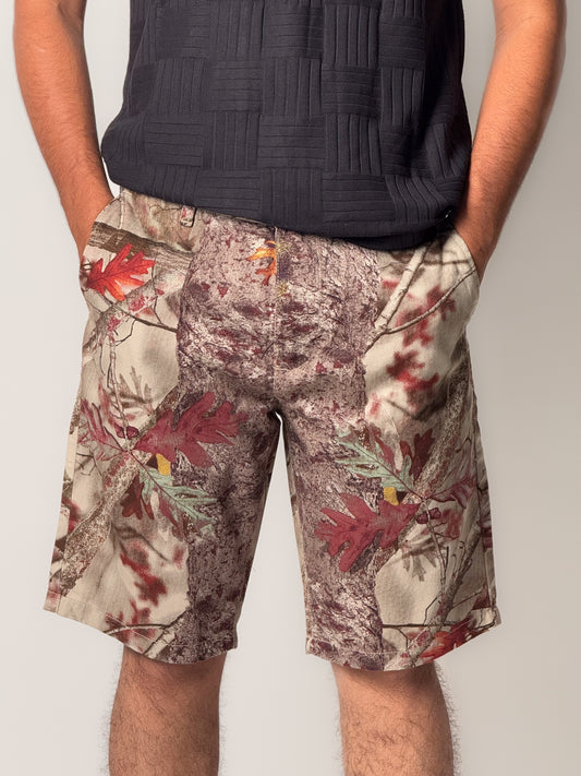 Cotton Shorts - Floral Printed Brown