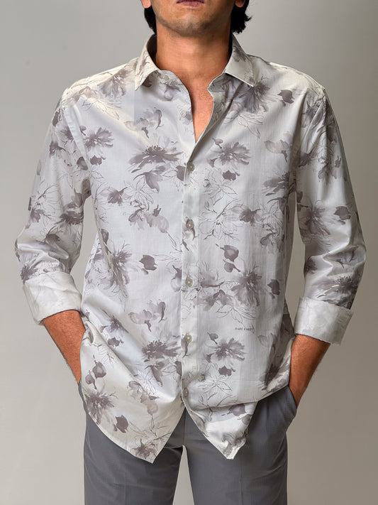 Printed Shirt floral  Dusky white