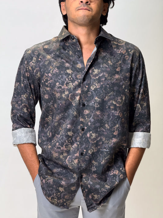 Printed Patterned Shirt - Dark Blue